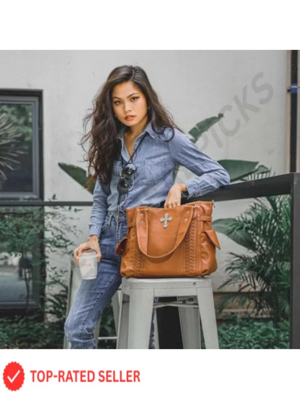 Women's Large Western Hobo Bag With Crossbody Strap Faux Leather Vintage Handbag